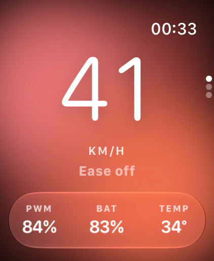 Glass look in alarm: the color field turns red with Ease off.